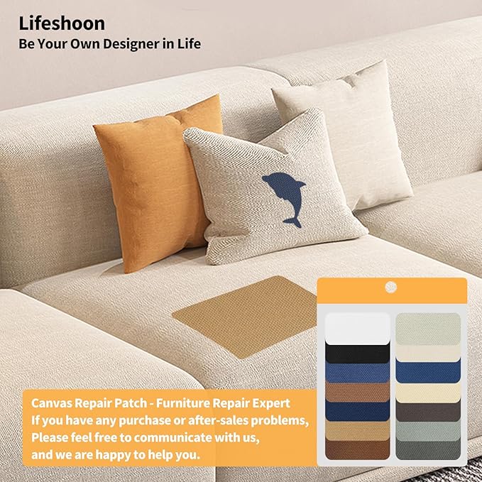 Fabric Repair Patches, 17X79 Inch Canvas Self-Adhesive Fabric Patches Tape Durable, DIY Large Canvas Repair for Sofa, Couches, Furniture, Chair, Clothing （17X79 Inch, White）