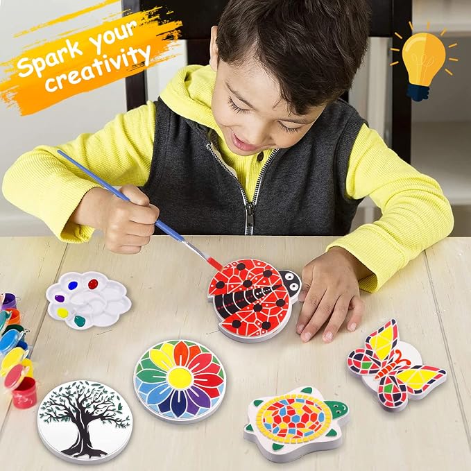 Weilim Paint Your Own Stepping Stones, Ladybug; No Baking Needed - Image 3