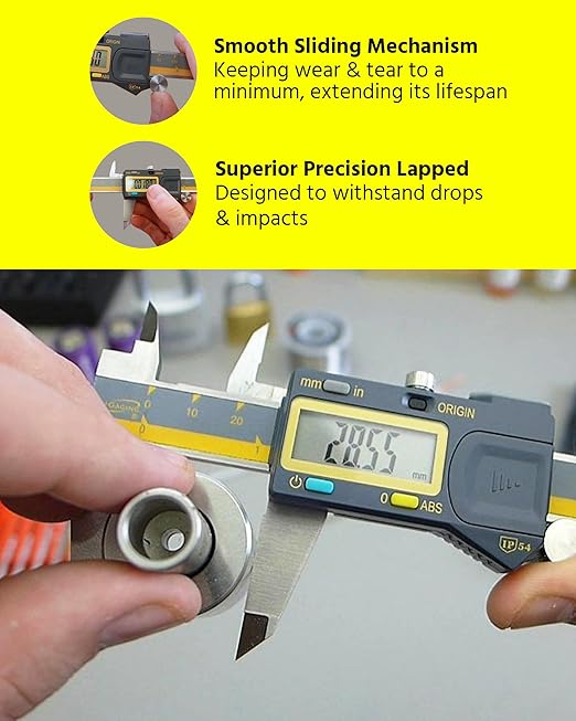 iGAGING Absolute Origin 0-6" Digital Caliper, IP54 Stainless Steel, SPC/USB Output Port, Inch & Metric Modes, Case, Manual