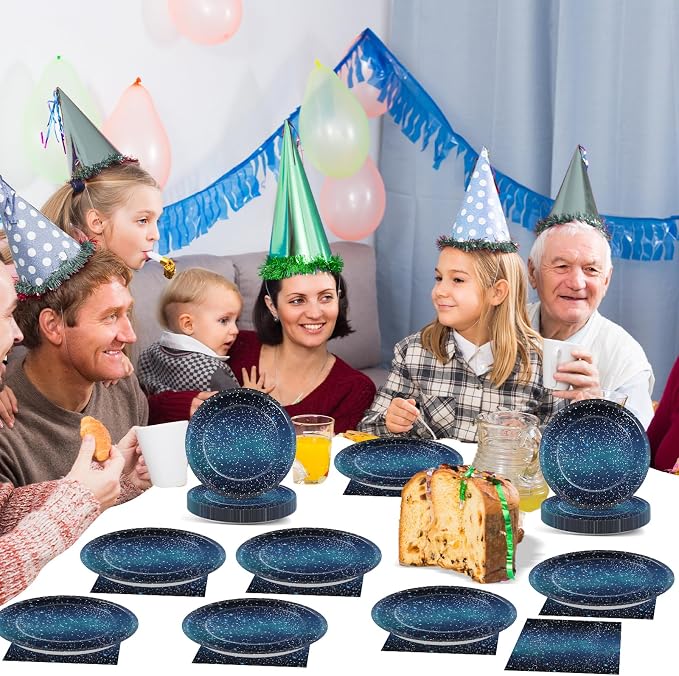 48Pcs Starry Night Starry Sky Galaxy Paper Plates and Napkins Solar System - Image 7