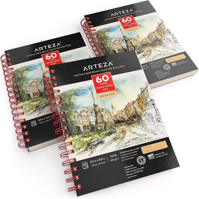 ARTEZA Mixed Media Sketchbook, 5.5 x 8.5 Inches, 60 Sheets Each, - Image 2