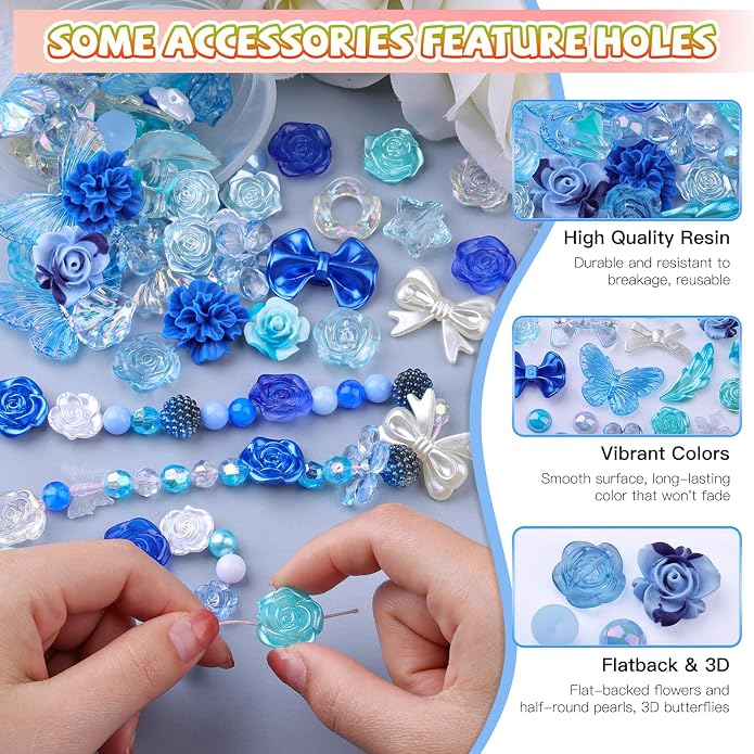 350 Pieces 3D Resin ABS Colorful Rose Flower Bows Butterfly Charms - Image 5