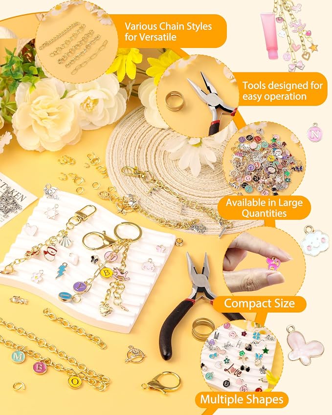 FIVEIZERO 359Pcs Charms Lip Gloss Keychain Making Kit, Charm Making Kit - Image 3