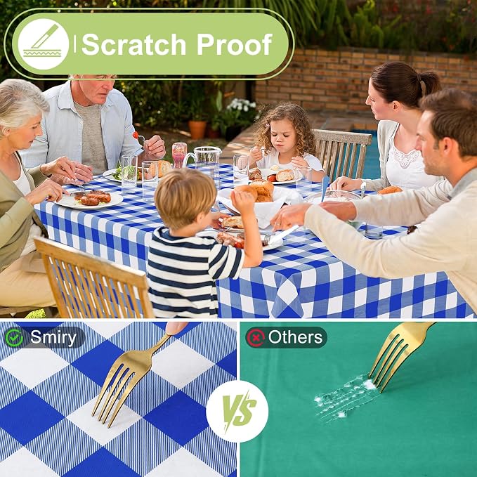 Smiry Rectangle Table Cloth, Waterproof Vinyl Tablecloth - Image 6