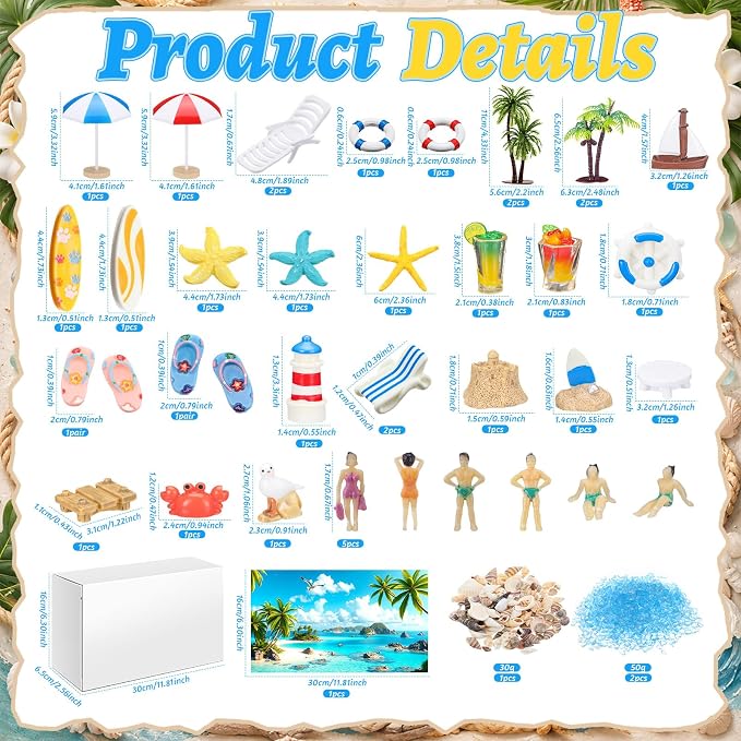 Teyva Daily 48 Pcs Summer Beach Diorama Kit Habitat Project Box Set Beach - Image 3