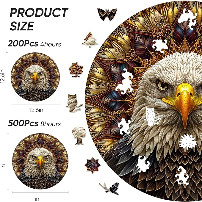Reouinty 500 Piece Bald Eagle Wooden Puzzle - Image 6