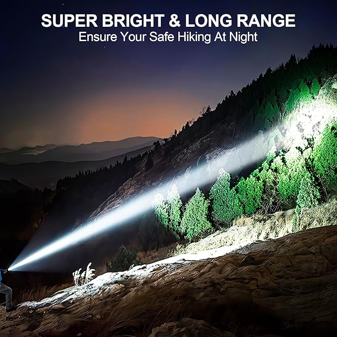 Rechargeable Flashlights High Lumens, Super Bright LED Small Powerful Tactical Flashlight with Memory Function, 6Modes Pocket Waterproof Flash Light for Camping,Emergency