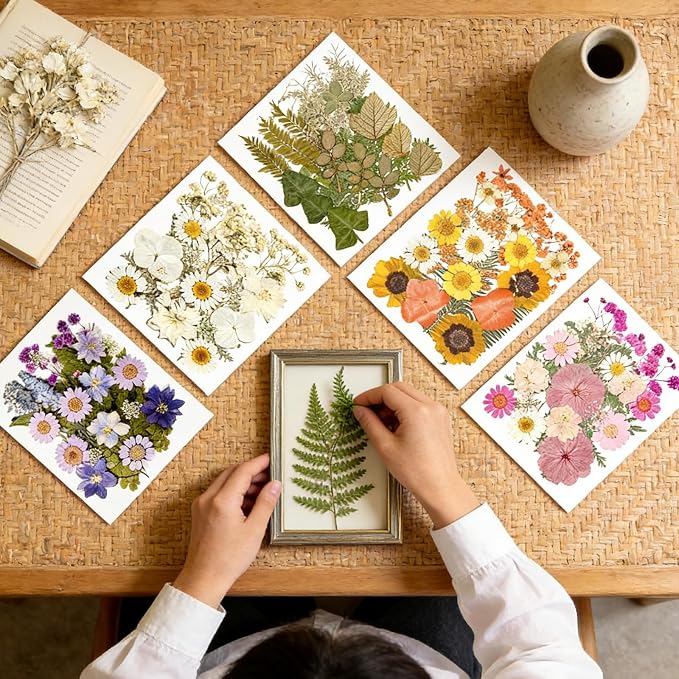 110Pcs Dried Flowers for Crafts, Real Pressed Flowers Dry Leaves Bulk Natural - Image 7