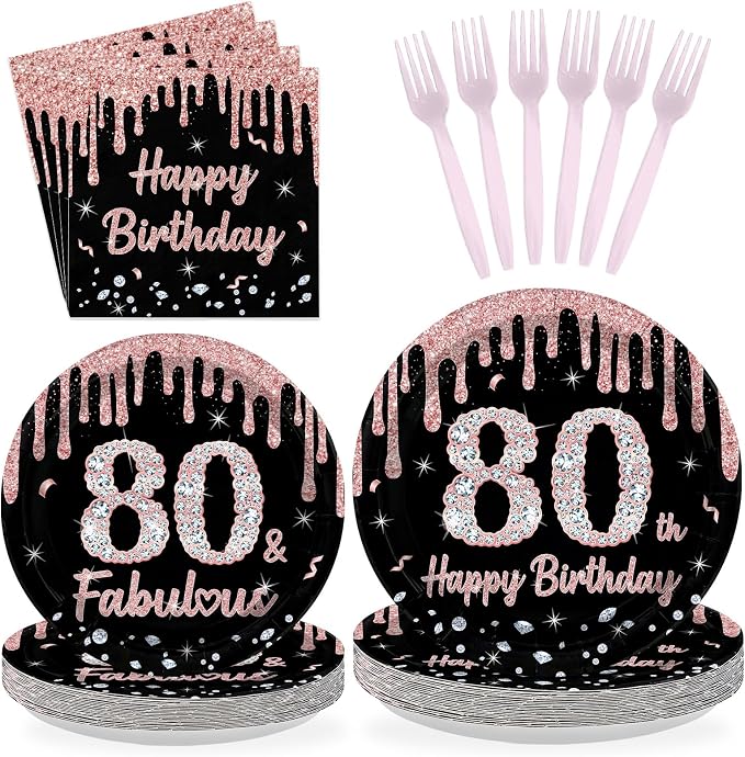 96 Pcs 80th Birthday Decorations by Greencian