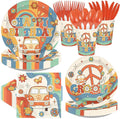 168 Pcs Groovy Birthday Party Decoration Retro Groovy Hippie Plates Napkins by Greencian