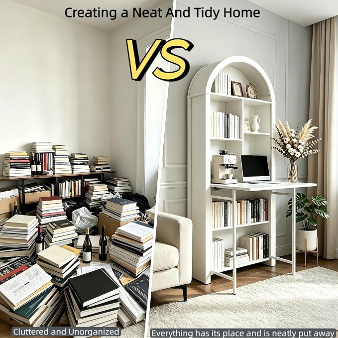 FNK Folding Arched Bookshelf Narrow Bookcase - Image 6
