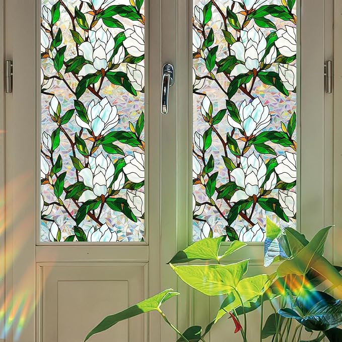 Floral Stained Glass Window Privacy Film, Retro Decorative Rainbow Window - Image 4