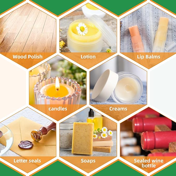 FROKO Yellow Natural Beeswax Pellets 1LB, Organic Beeswax, Beeswax - Image 3