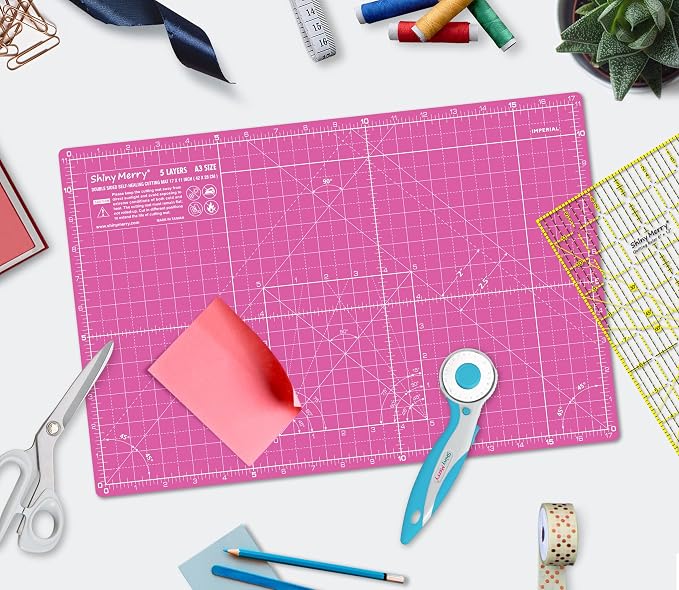 Self Healing Cutting Mat A3 12"x 18" Double Sided Pink Mat - Image 2