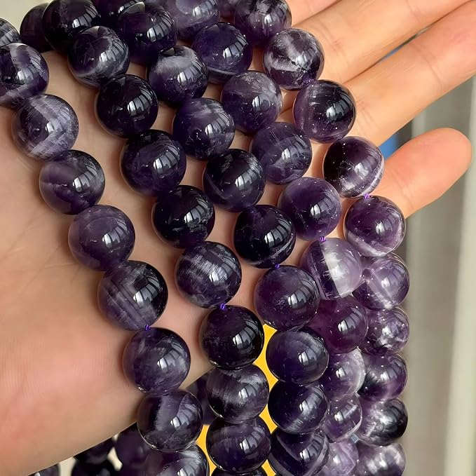 MJDCB Natural Dreamy Amethyst Beads Round Stone Beads DIY Loose Beads - Image 7
