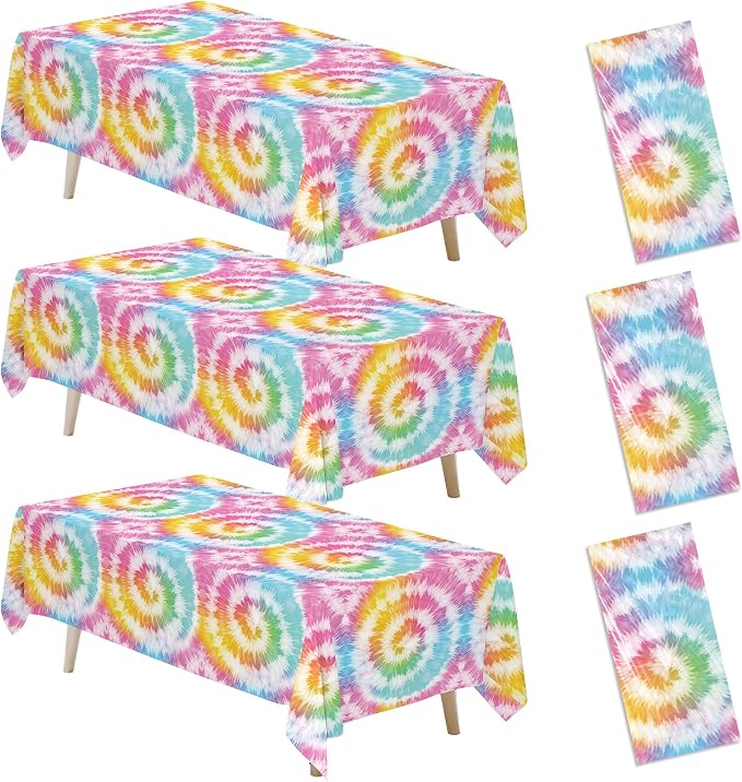 Tie Dye Party Decorations Tablecloth, 55in x 108in by FVABO