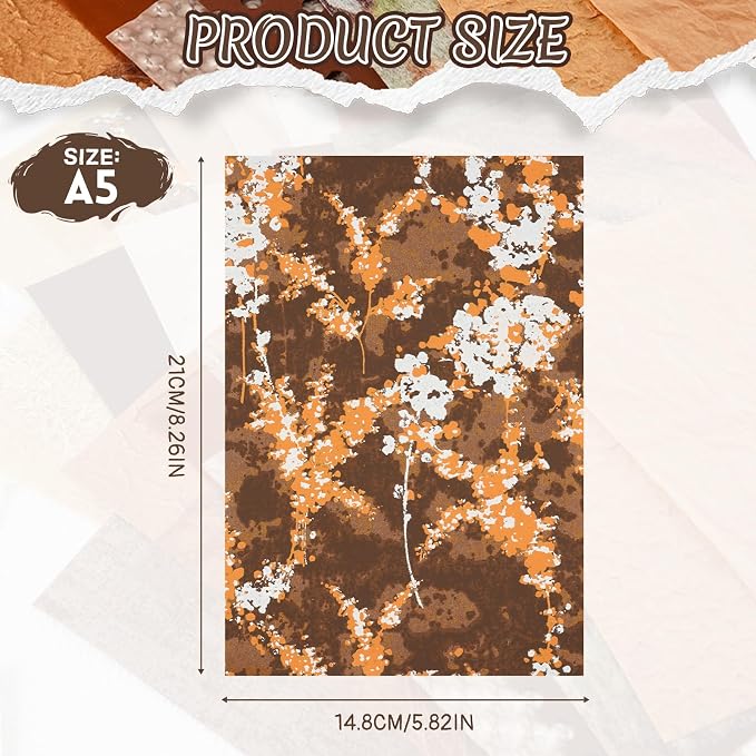 50 Sheets Brown Textured Scrapbook Paper Assorted Set | A5 Size, Mixed Special - Image 2