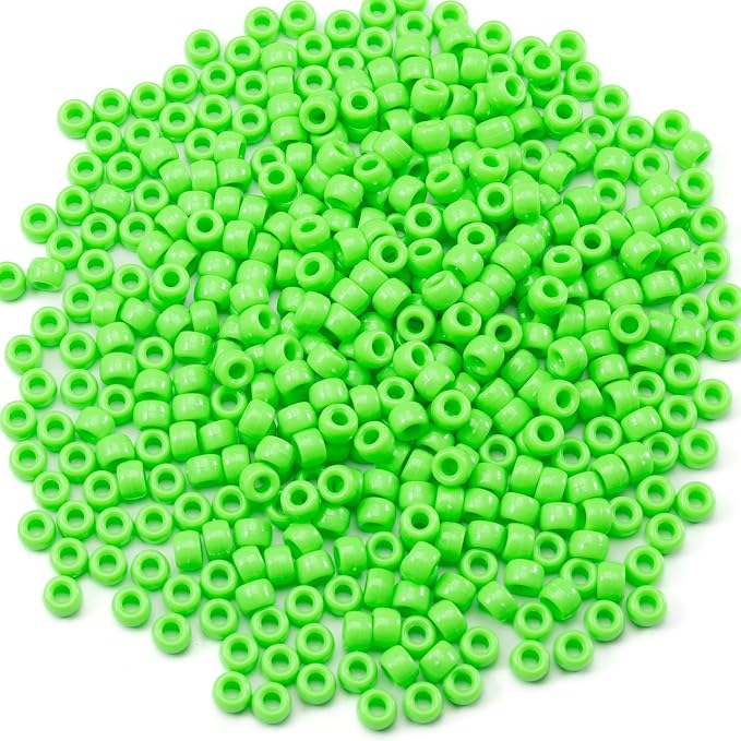 Gxueshan 1000 Pcs Acrylic Brilliant Green Pony Beads 6x9mm Bulk - Image 2