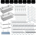 246PCS Pegboard Accessories Organizer Kit,Includes Pegboard Hooks,Bins,Baskets,Paper Towel Holder;Suitable for 1/8 and 1/4 Pegboard,Can be Used for Hanging Tools,Garage Storage,etc. (Black)