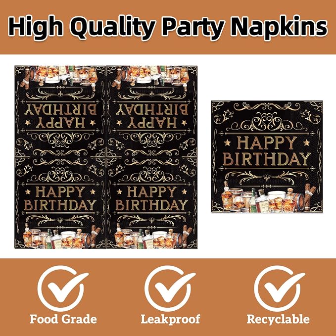 40Pcs Whiskey Birthday Plates Napkins - Image 4