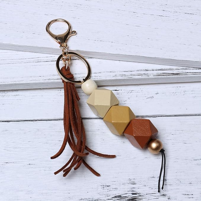 20mm Geometric Wooden Beads Brown - Image 5