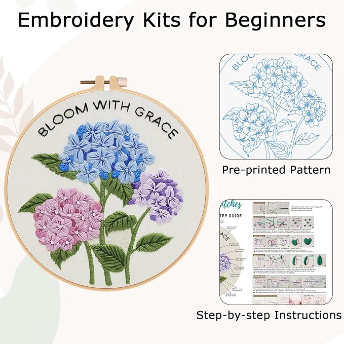 Nuberlic Hydrangea Embroidery Kits - Image 5