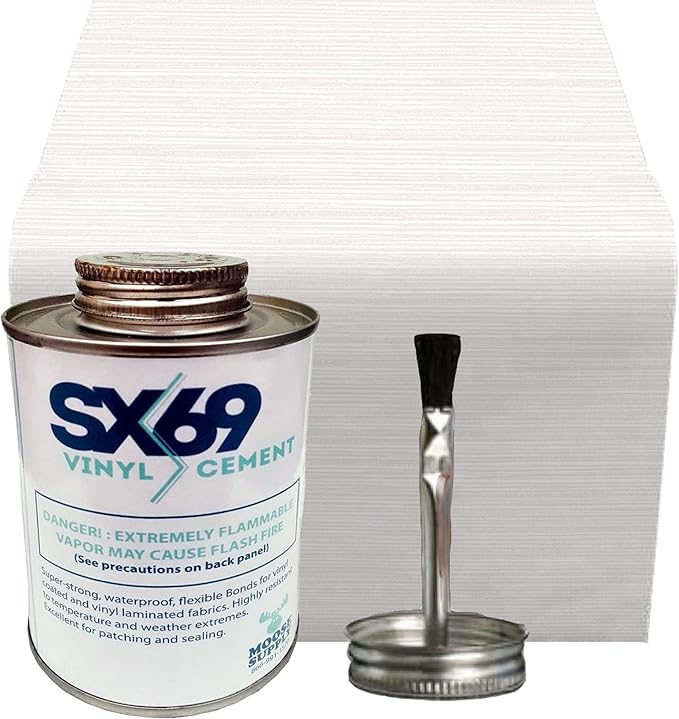 SX 69 Vinyl Repair Kit | Inflatable Bounce House Repair Kit | Includes 8 Ounce Adhesive and Vinyl Roll | for Flexible, Waterproof Repairs of Tears, Punctures, and Holes