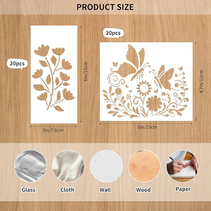 WSICSE 40 Pieces Flower Stencils - Image 2
