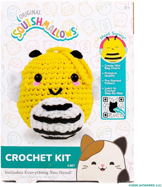 Original Squishmallows™ Crochet Kit – Sunny Bag Charm, Bumblebee Crochet Kit - Image 8