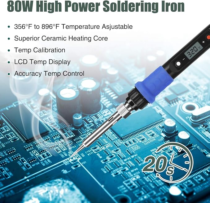 Soldering Iron Kit, 80W 110V LCD Digital Welding Tools, Portable Adjustable - Image 4