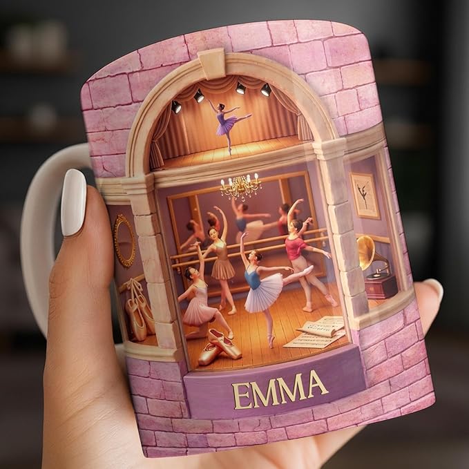 Personalized Ballerina Mug, Custom Name Dance Gift - Image 5