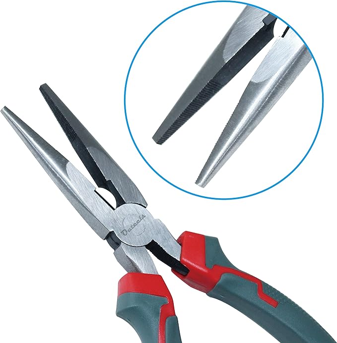 Long Nose Pliers 8 inch - Precision Needle Nose Pliers with Wire Cutters - Pack 1