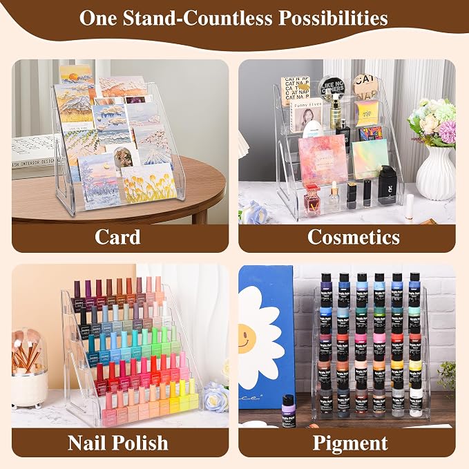 CELSOL 2 Pack Elevated 5 Tier Clear Acrylic Card Display Stand - Image 7
