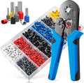 Ferrule Crimping Tool Kit, LUNEY Crimper Plier with 1250PCS Wire Ferrules Kit Wire End Terminals, Self-adjustable Ratchet Tool Set for AWG 23-7 Cable connectors, 0.25-10mm²