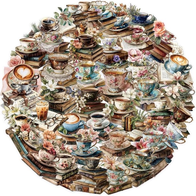 50 PCS Vintage Coffee Book Stickers - Image 2
