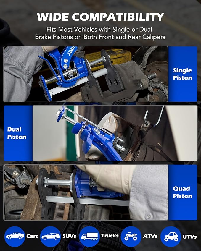 Orion Motor Tech Caliper Piston Compressor Tool, Heavy Duty Brake Caliper Compression Tool for Single Dual Quad Piston Brake Pad Replacement, Disc Brake Piston Compressor Tool for Most Cars & Trucks
