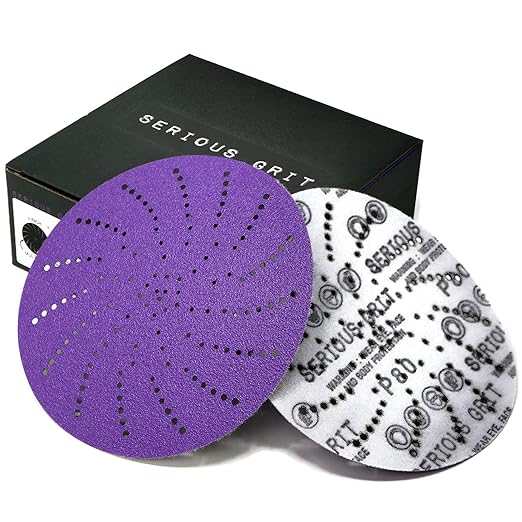 6-Inch 80 Grit Ceramic Multi-Hole Hook & Loop Sanding Discs - Advanced Grain for Fast Cutting & Long Life - Film-Backed Universal Fit Sandpaper for 6-in Sanders - 50 Pack Box