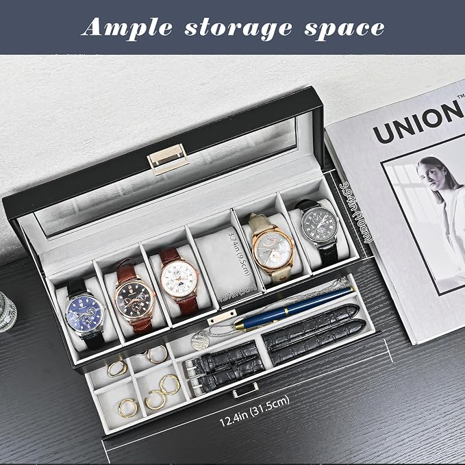 ProCase Watch Box, 6 Slot Watches Display Case - Image 2