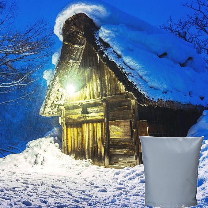 Outdoor Backflow Preventer Insulation Cover, Insulated Pouch for Winter Pipe Freeze Protection Sprinkler Valves in Snow or Sun Exposure, Waterproof Sprinkler Valve System Cover (16 " W x 20 " H, Gray)