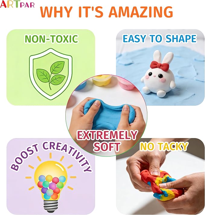 ARTPAR Air Dry Clay Kit, 56 Colors Modeling Magic Clay - Image 3