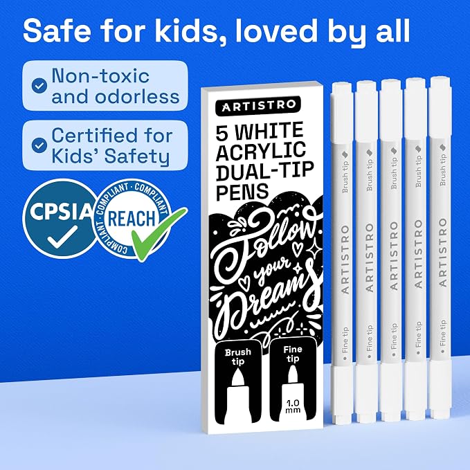 ARTISTRO 5 White Acrylic Paint Markers - Image 6