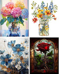 4 Pack Flower Cross Stitch Kits by Unknown