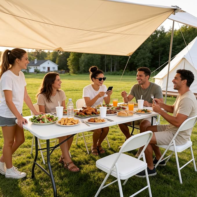 Folding Table 2 Pack, 5 FT Foldable Plastic Table - Image 2