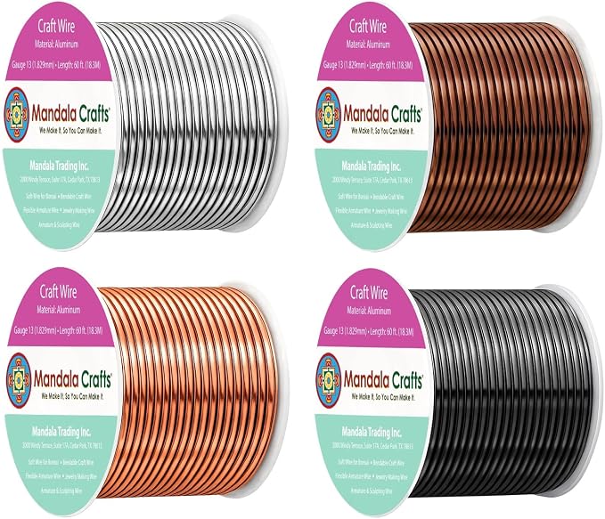 Mandala Crafts 13 Gauge Neutral Anodized Aluminum Craft Wire, 240 FT | Colored by MandalaCrafts