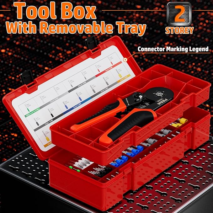 PEBA Ferrule Crimping Tool Kit, 21 Sizes Ferrule Kit, AWG 28-7 Self-Adjusting Hexagon Crimper for Wire Ferrules Terminals | Electrical Wire Ferrule Kit - Hex Ferrule Crimp Tool - Ratchet Crimping Tool