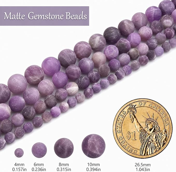 6mm Matte Amethyst Bead, 15-Inch Matte Round Loose Stone Beads - Image 3