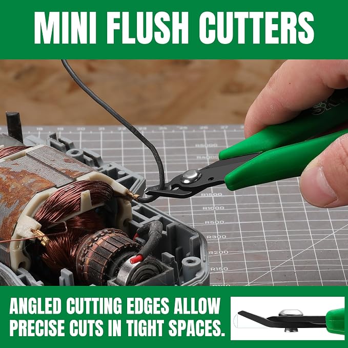 SK 2-Piece Precision Flush Cutters Pliers Set, 5-Inch Mini Wire Cutters & - Image 4