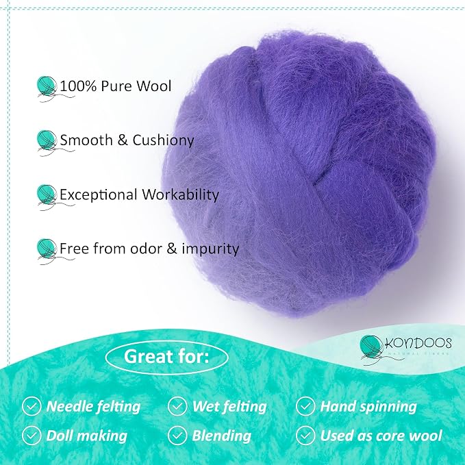 Kondoos Natural Wool roving, 2 OZ. Best Wool - Image 3