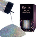 Renfio Holographic Ultra Fine Glitter Powder Metallic Resin Glitter 2.11 Oz PET by Renfio