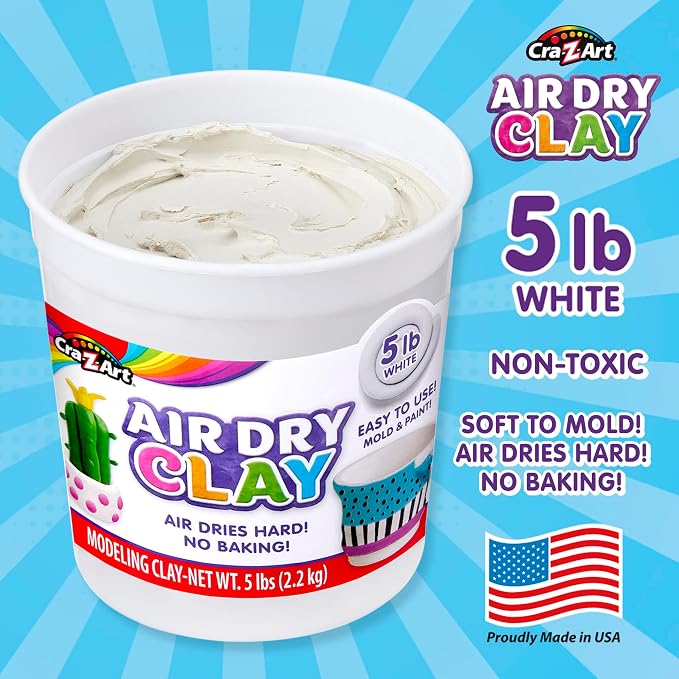 Cra-Z-Art Air Dry Clay - 5lb Bucket Natural White Modeling Clay - Image 2